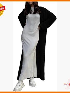 Long Fuzzy Cardigan Open Front Maxi Sweater Lightweight Duster Cover Up